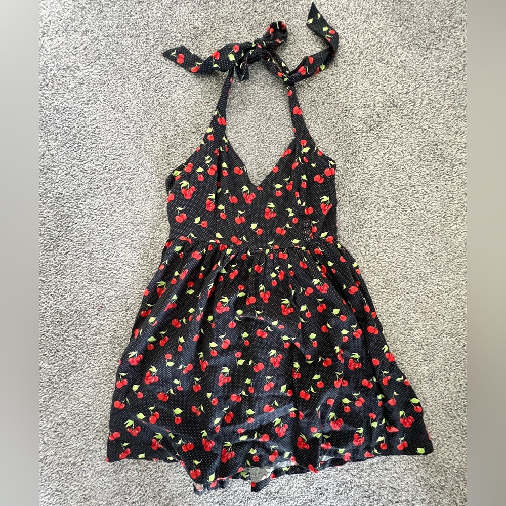 UO cherry mini halter dress